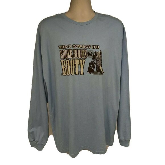 Anvil Blue Cowboy Western Graphic T-Shirt 2X - Picture 1 of 7